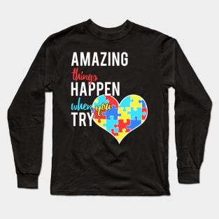 Autism Awareness Heart Puzzle Piece For Amazing Kids Long Sleeve T-Shirt